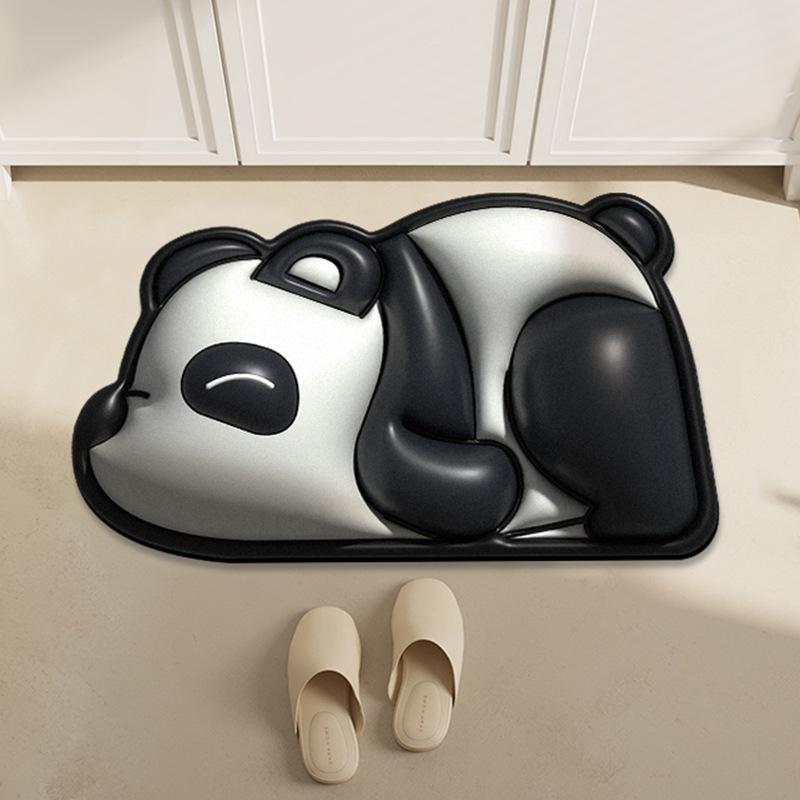 Panda Cartoon Rutschfeste Saugfähige Kieselgur Badezimmer Türvorlegematte