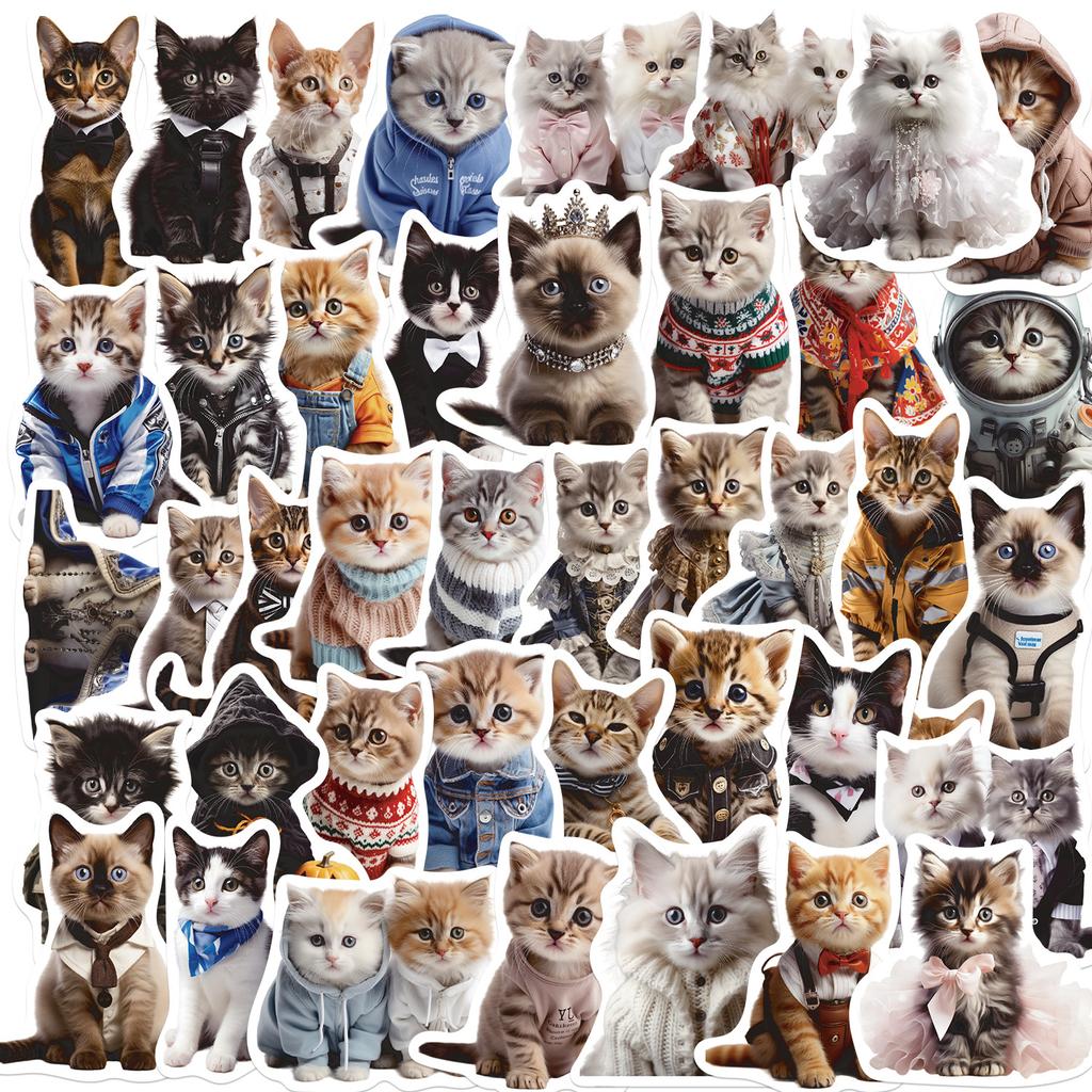 50 Cartoon Cute Cat Crow Stickers Guitar Notebook Suitcase DIY Waterproof Stickers