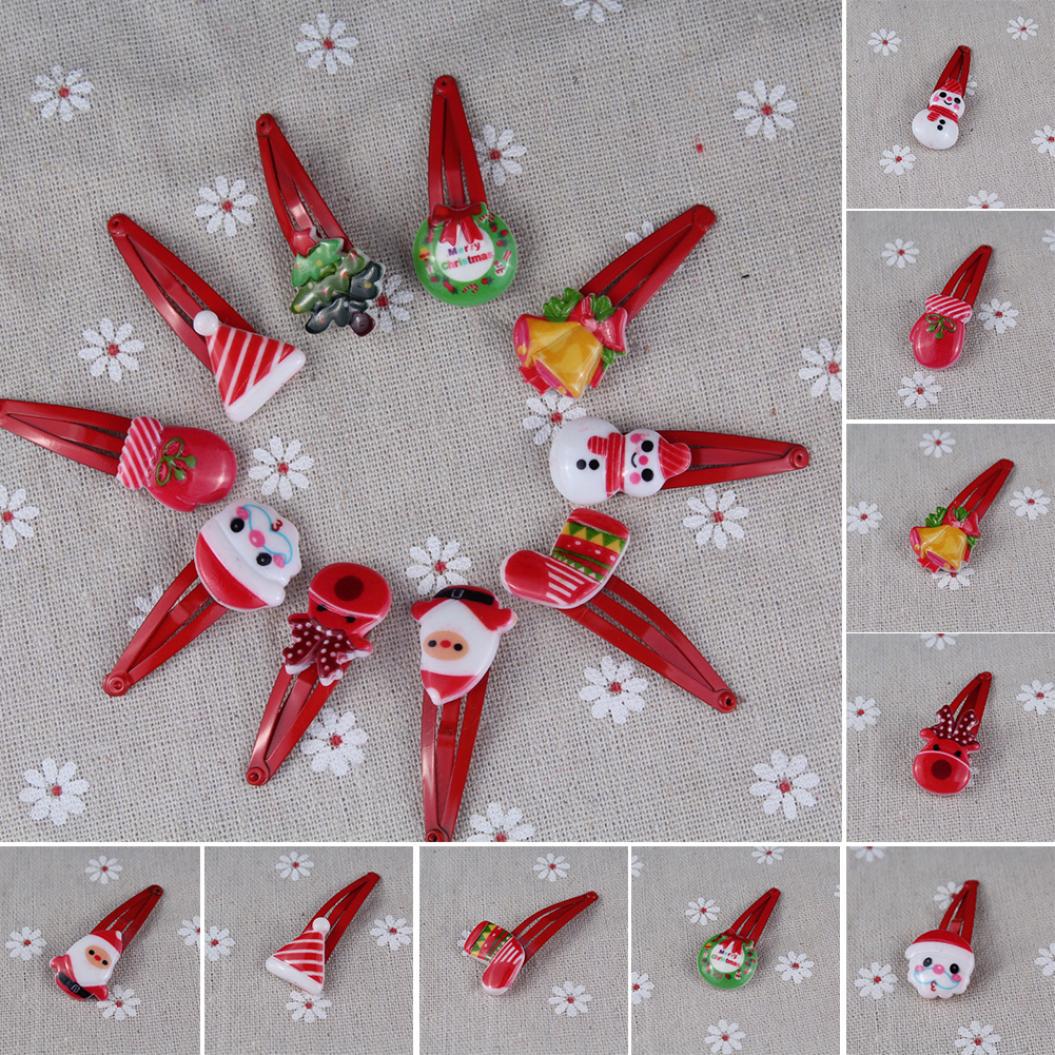 

10 шт., милая мультяшная шляпа, подарок снеговика, рождественская заколка для волос для девочек, заколка для волос, рождественский подарок