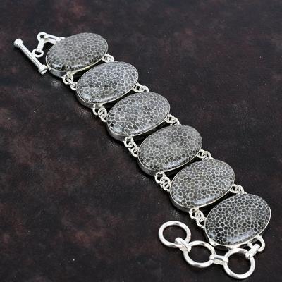 Stingray Coral Bracelet 925 Sterling Silver Adjustable Chain Bracelet Handmade Jewelry Natural Gemstone Bracelet Gift for Her Silver Jewelry