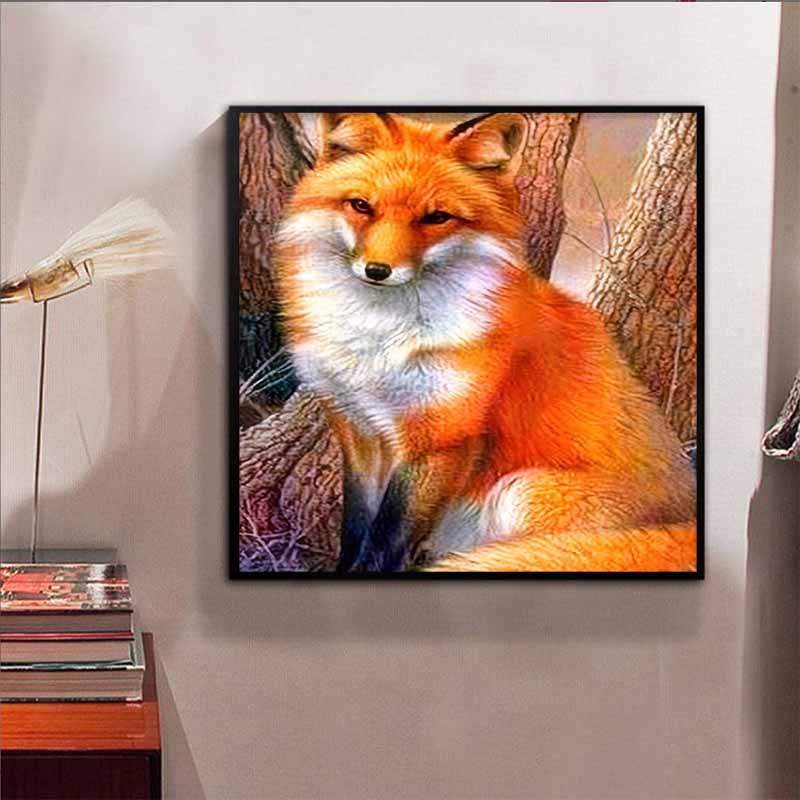 New Arrival 5D DIY Full Circle Diamond Painting "Fox" Embroidery Cross Stitch Home Decor Gift