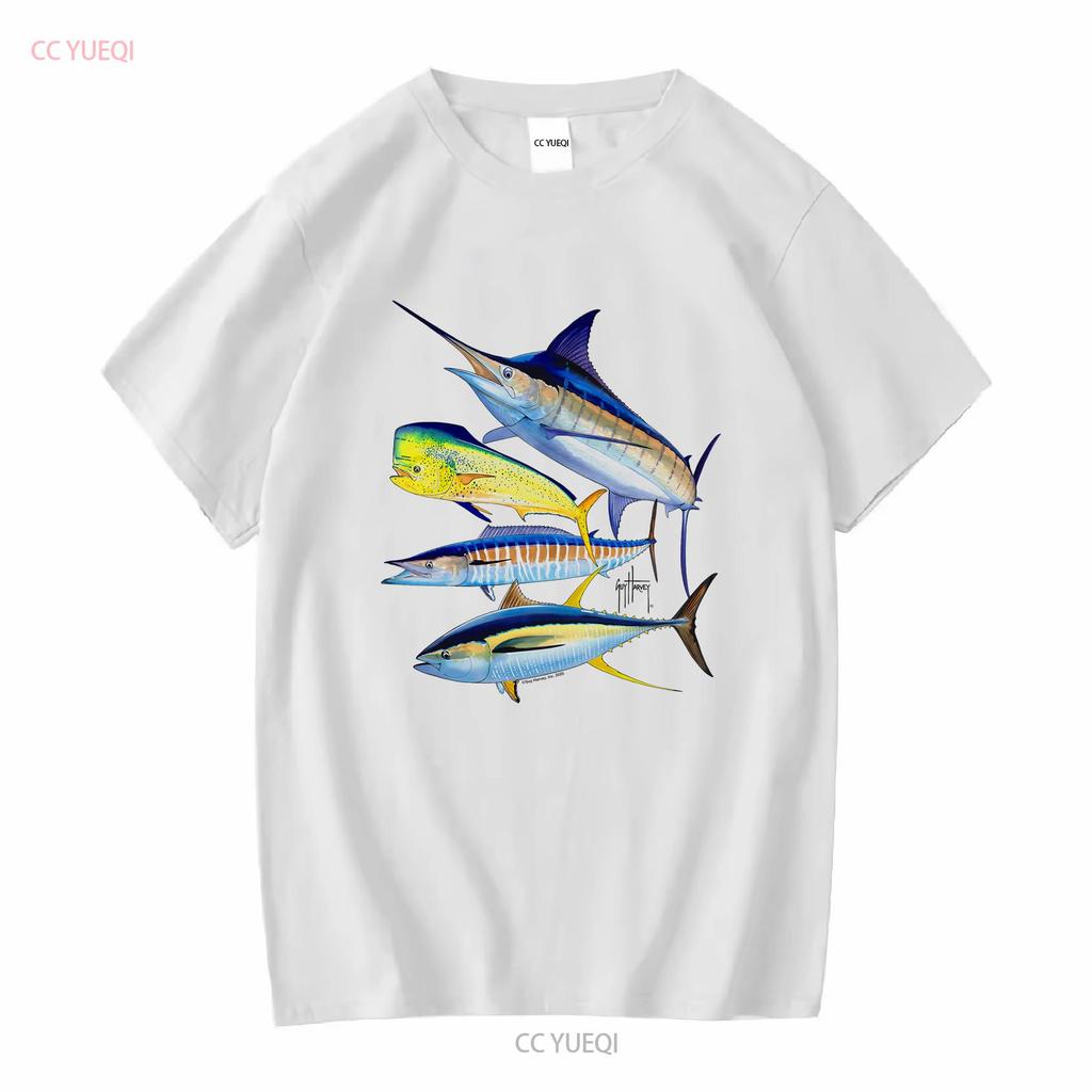 Guy Harvey AFTCO T-Shirt Herren Klein S Blau Angeln Marlin Strand lange oder kurze Ärmel vintage Gewaschen Unisex Dehnbar Mode