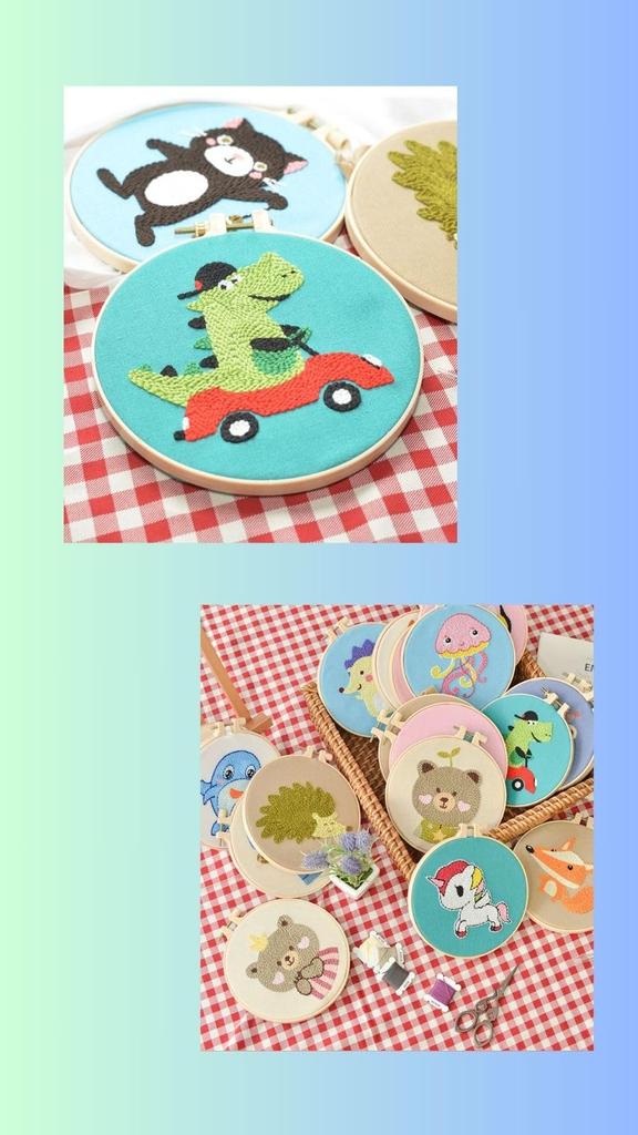 Punch Needle Embroidery Needle Free Japanese Instructions Crocodile Kit, Set, Coaster, Punch, Stitching, Included,