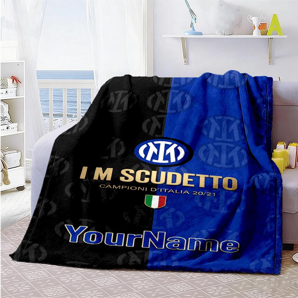 Inter Milan Personalized Text Blanket Gift Customizable Blanket Durable Comfort Perfect for Bedding Office Chair Chair Picnics for All Occasions