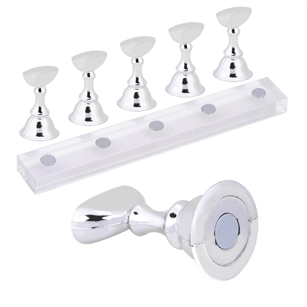Manicure 5Pcs Nail Art Tip Holders Magnetic Chess Board Display Practic Stand, Chess Board Nail Art Display Set with Stand, Chess Board Manicure