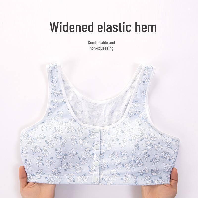 Cotton Front-Fastening Wire-Free Sleep Bra for Mature Women