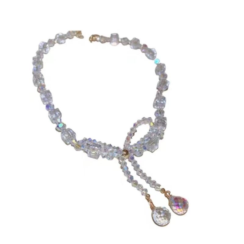 

Y2K Bowknot Pendant Choker Necklace Light Luxury Clavicle Chain Sweet Aesthetic Jewelry Gift for Women Crystal Necklaces 1