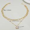Elegant Fashion Sparkling Heart Pendant Double Layered Collarbone Chain Jewelry Suitable for Daily Commuting & Parties