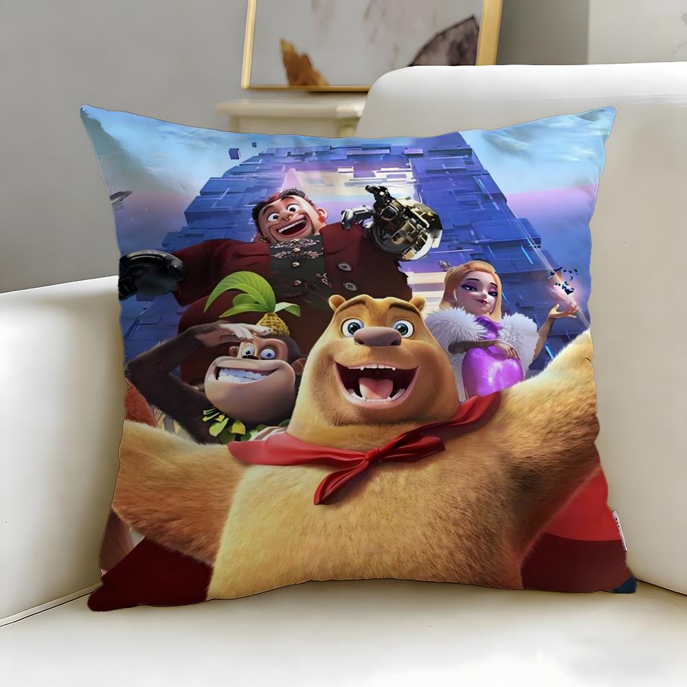 classic cartoon Boonie Bears Cushion Cover Soft & Easy-Wash Pillow Case – Versatile for Couch, Bed, Travel and Office