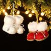Bow Beads Knitted Christmas Boots Built-in Hanging Loop Boot-Shaped Ornament  Box Embellishment