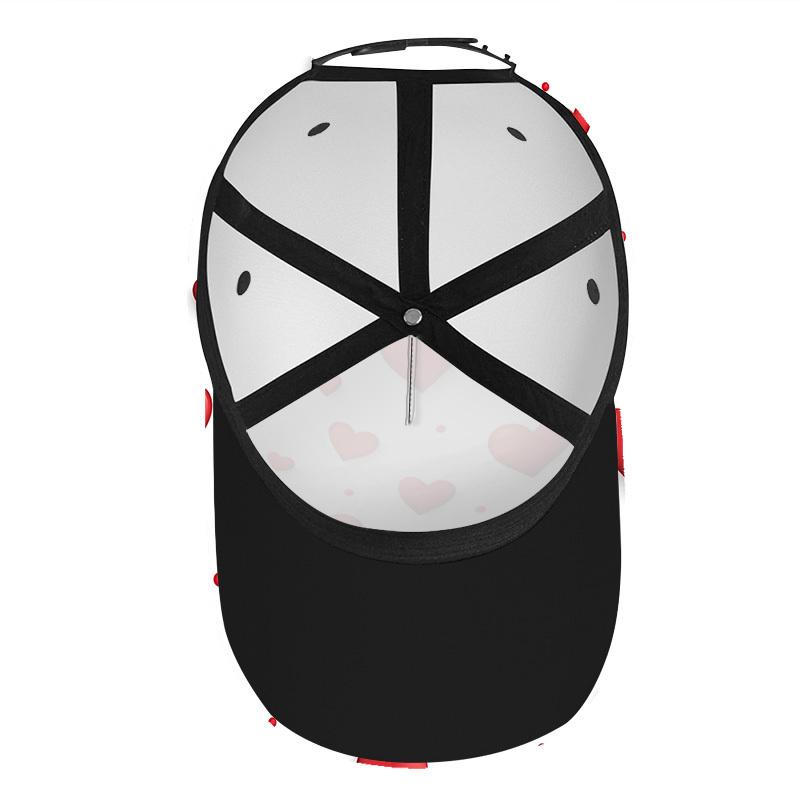 Valentine'S Day Heart Pattern Print Classic Baseball Cap Lightweight Adjustable Duckbill Hat Button Closure Woven Ideal