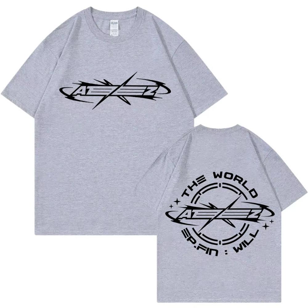 Ateez New Album The World Ep Fin Will Graphic T Shirts Men's Women Kpop Hip Hop Oversized T-shirts Fashion Casual Cotton T-shirt