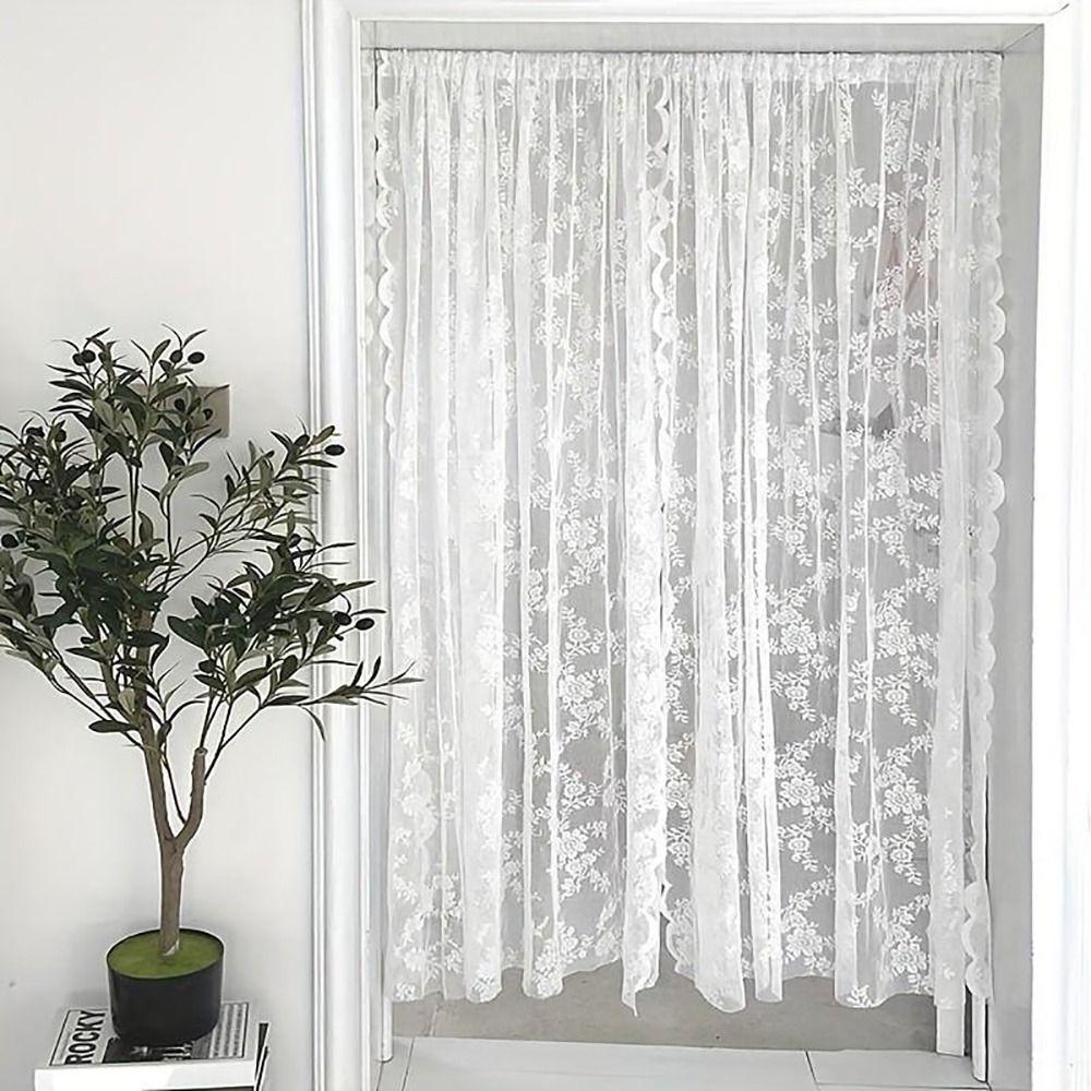 1Pcs 150x200cm Lace Curtain Rod Pocket Window Drape Shades Sheer Curtain Living Room Decoration