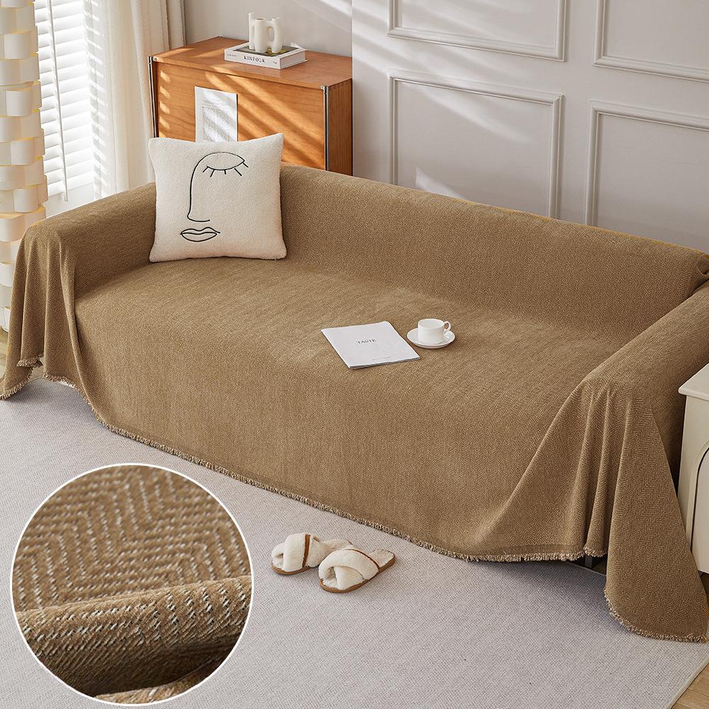 Herringbone Chenille Sofa Towel Full Cover Cloth Ins Style Light Luxury High-Grade Sofa Cushion Four Seasons Universal Sofa Cover