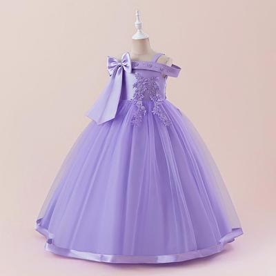 Abito da sera in tulle ricamato con gonna a sbuffo per bambine europee e americane per esibizioni al pianoforte e sfilate
