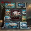 Ocean Fish Collage 2D Flat Pattern Flannel Blanket, High Quality All Seasons, Home Decor, Warmth and Comfort, Perfect for Christmas Gifts.