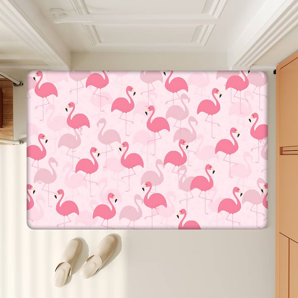 Flamingo Cartoon Hallway Carpet INS Style Soft Bedroom Floor House Laundry Room Mat Anti-skid Bedside Area Rugs