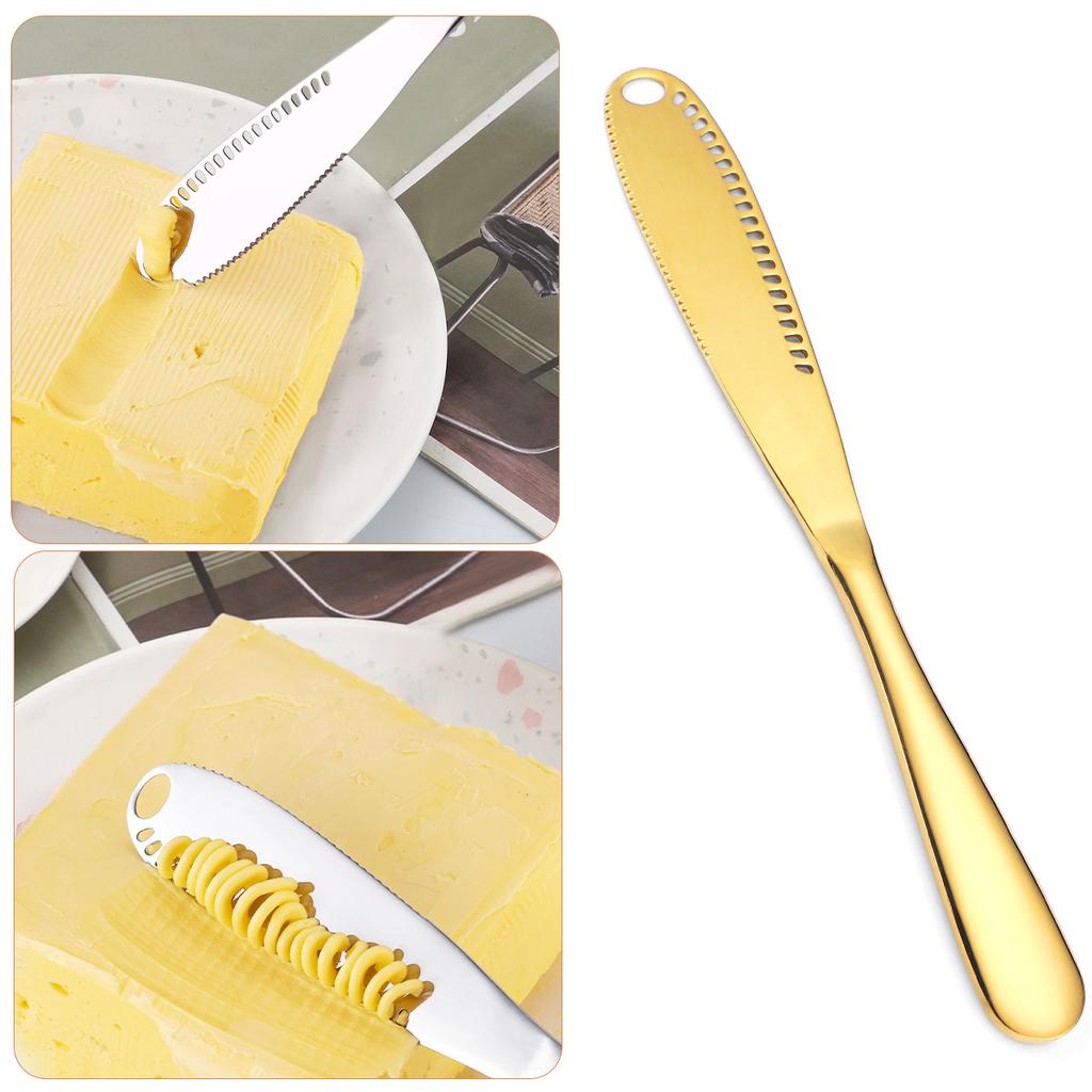 430 Stainless Steel Butter Knife with Hole Butter Spatula Oil Scraper Cheese Bread Jam Butter
