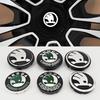 4pcs 56mm 65mm Green Black Chrome Car Wheel Center Caps for Skoda Rims Hubcaps Cover Emblem Badge Logo Auto Styling Accessories