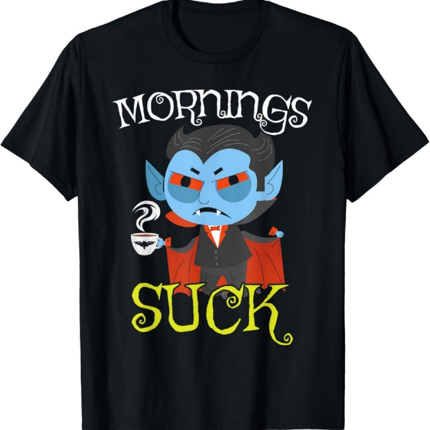 Утра Отстой Костюм Дракулы Вампира на Хэллоуин и Футболка на Хэллоуин XXXXXL чёрный