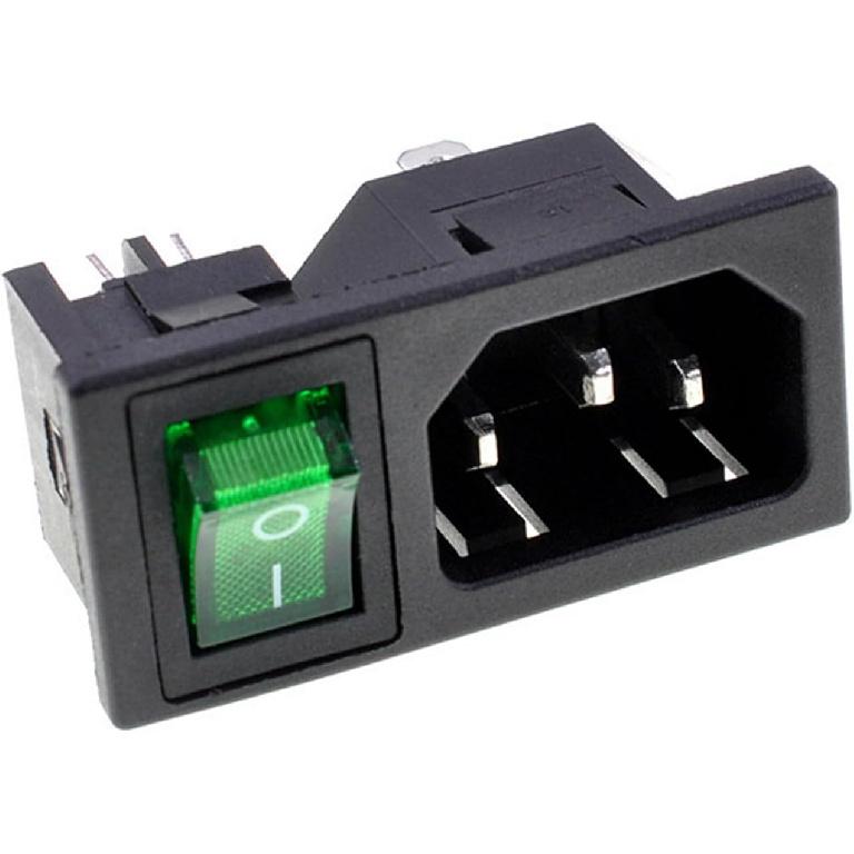 Oiyagai 5-Pack IEC320 C14 Power Inlet Module with Rocker Switch, 250V 10A Male Socket Plug, DPST Panel Mount Connector for DIY Power Supply Repair