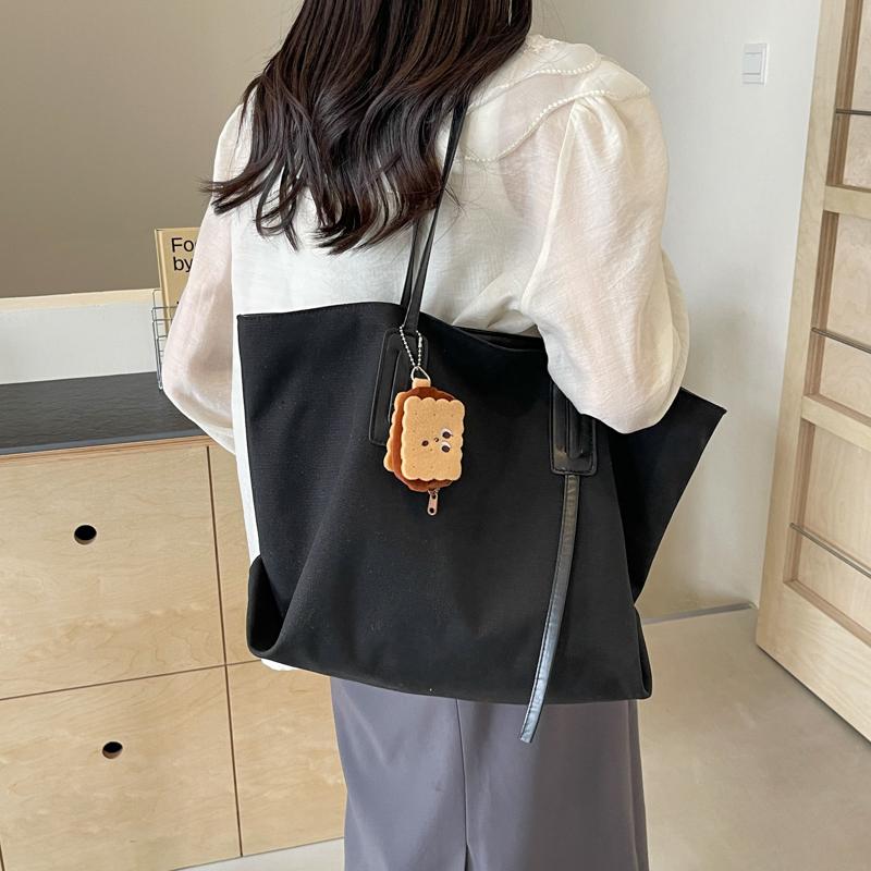 Большая вместительная холщовая сумка женская сумка через плечо сумка через плечо хаки — фото 7