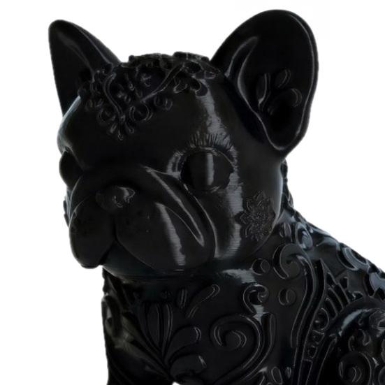 3D Printed French Bulldog Ornament, Black Glossy Dog Sculpture, Minimalist Cute Bulldog Figurine Desktop Decoration for Dog Lovers Gift