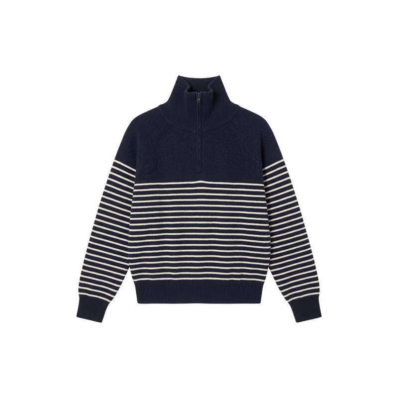DEESHA Girls' Striped Half-Zip Pullover Sweater