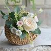 Moon Shape Plant Holder Basket With Sturdy Handle Decorative Storage Bin For Convenient Portability