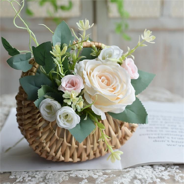 Moon Shape Plant Holder Basket With Sturdy Handle Decorative Storage Bin For Convenient Portability