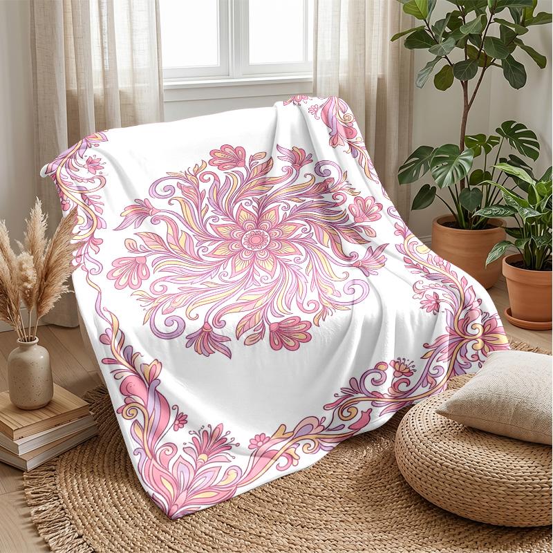 Ornate Bow Lace Pattern Theme blanket Lightweight Warm Flannel Blanket Decorative Throw Blanket for Home Decoration
