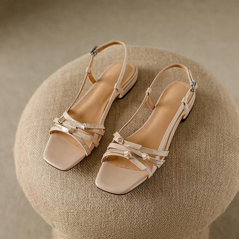 Fashion Summer Gladiator Women Sandals Casual Open Toe Red Patent Leather Shoes Ladies Elegant Flats Sandalias
