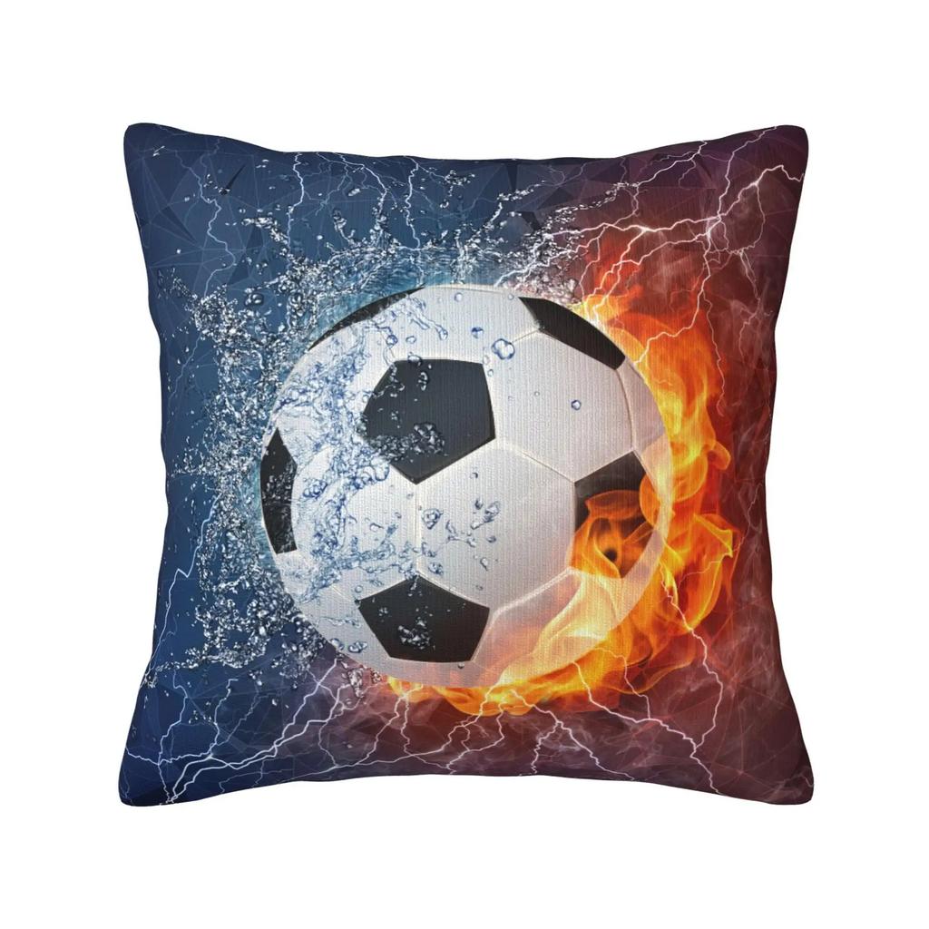 Soccer Ball Throw Pillow Covers Galaxy Fire Ice Soccer Double-Sided Printed Cushion Cases Sports Home Decor Bedroom Living Room