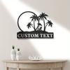 Metal Wall Art Palm Tree Sign Tropical Beach House Decor Outdoor Pool Lake Housewarming Gift Custom Name Sign