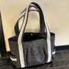 Polka Dot Lace Tote Bag Large Capacity Women's Shoulder Bag Student Commuter Handbag With Contrast Trim Lightweight Shopping Bag