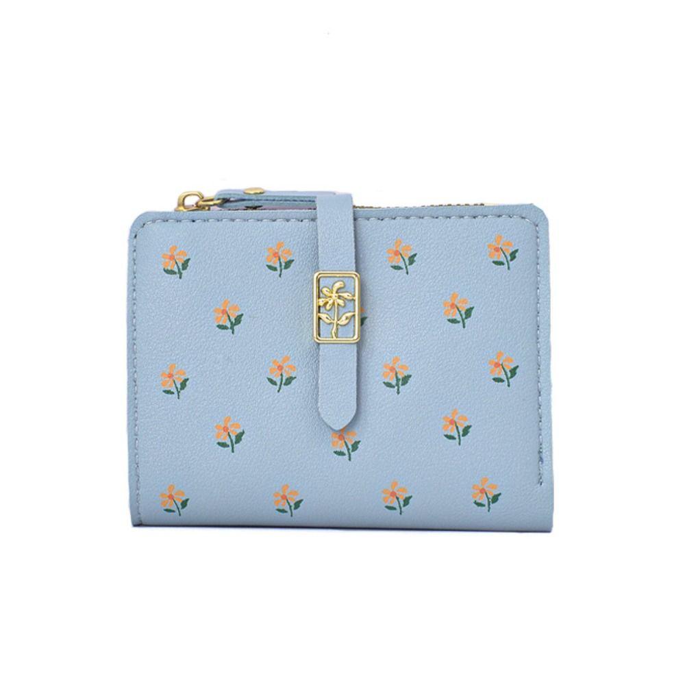

Мягкий кошелек для карточек с цветочным принтом Partysu Держатель для карт Простой узор с цветами Двухслойный кошелек Путешествия синий