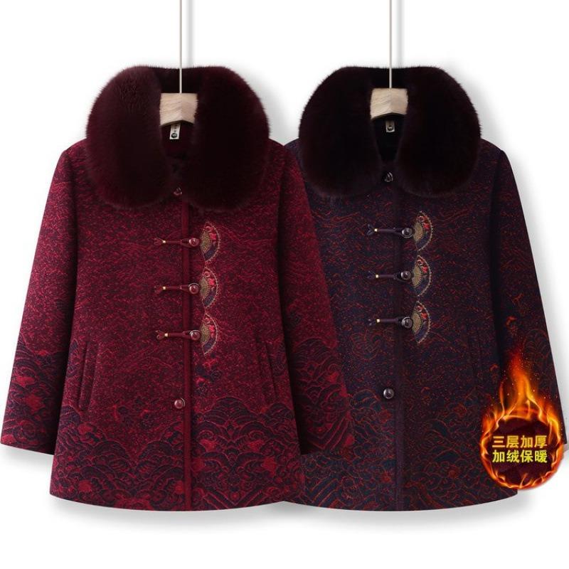 Winter thickened clothes Winter woolen jacket Fleece old lady mink fleece coat