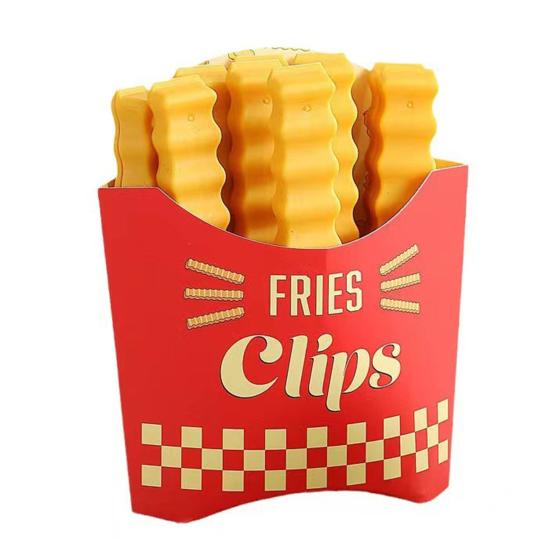 12Pcs Sealing Clips for Plastic Bags French Fries Shape Moisture-Proof Snack Fresh-Keeping Clips Reusable Magnets Kitchen Accessory for Refrigerator