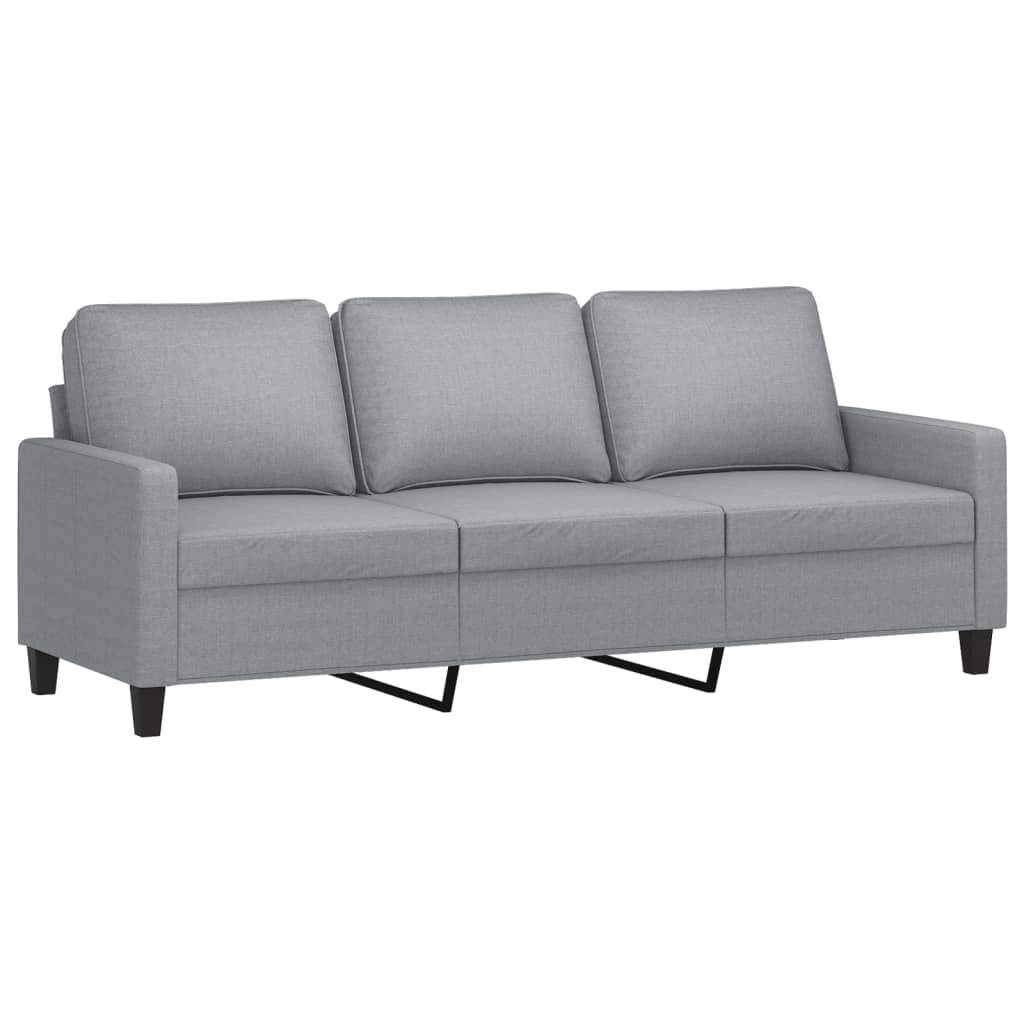 Vidaxl 3-Seater Sofa with Footstool, Light Gray, 180 Cm, Fabric