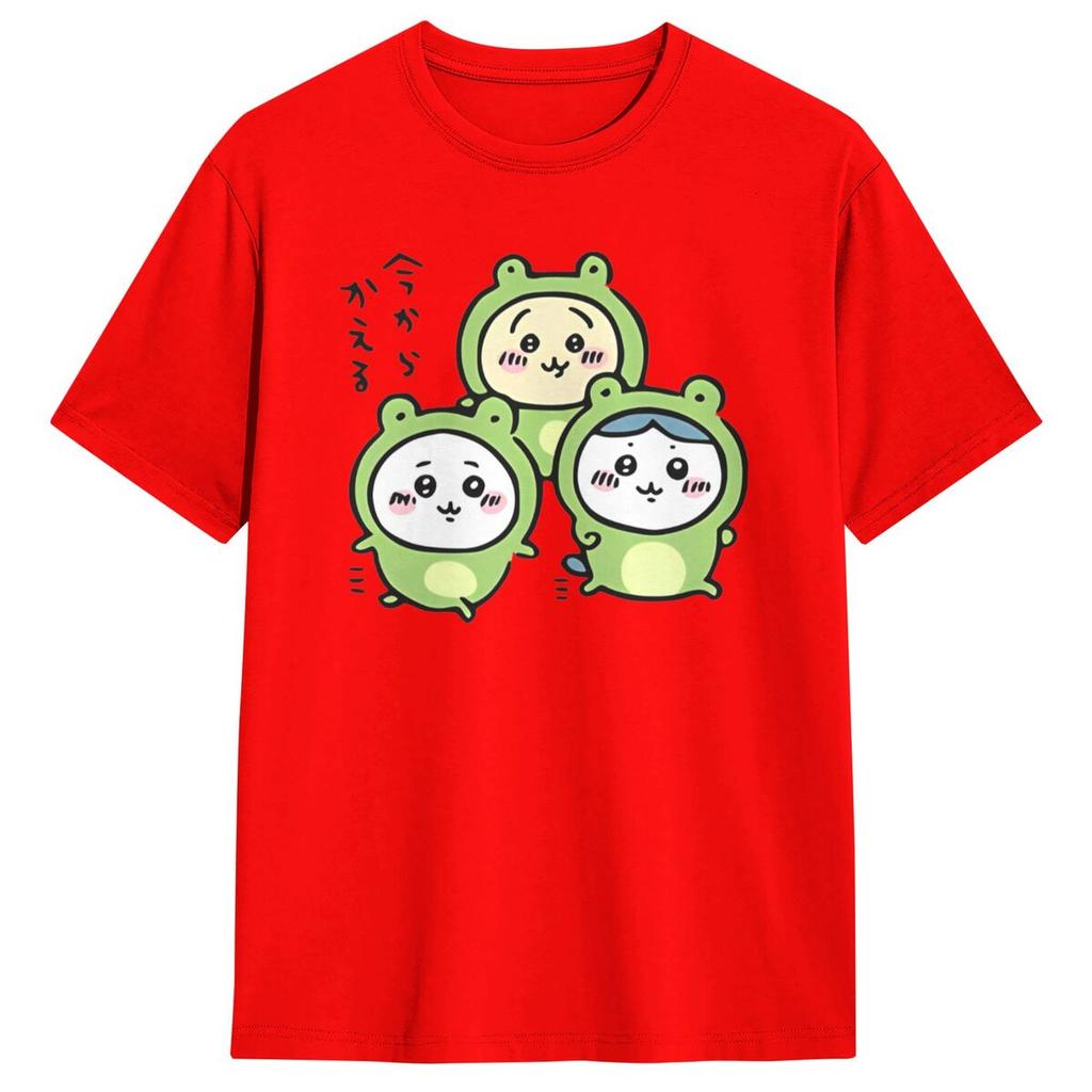 Haikyuu T-Shirt Chiikawa And Friends Frogs Hachiware Usagi Kawaii Bear Cat Cotton T Shirts for Men's Short Sleeve Clothing