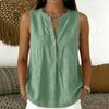 Women Sleeveless V Neck Button Front Loose Fit Casual Tank Top Lightweight Summer Blouse for Daily Wear Office Travel
