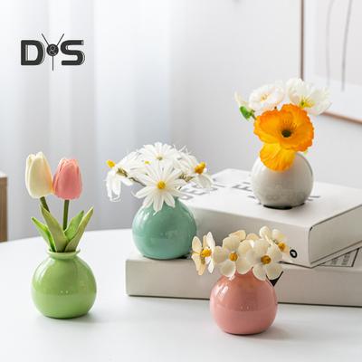 Mini-Keramikvase, einfarbig, glasierte Blumenvase, Schreibtischdekor, Miniatur-Knospenvase für kleine Hydrokulturpflanzen, Blumen, Büro, Wohnzimmer, Schlafzimmer
