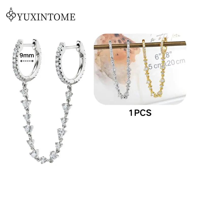 925 Silver Ear Needle Crystal White Zircon Silver Series Tassel Drop Earrings Luxury Fashion Party Jewelry Accessories