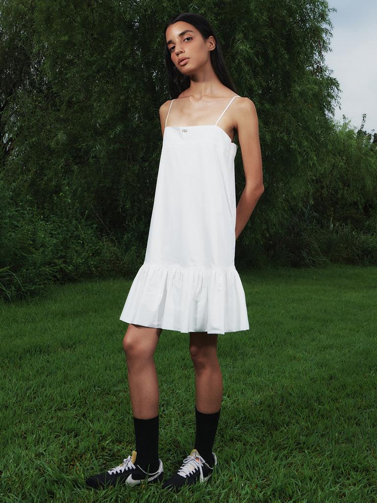 Gijun Shirring Puff Mini Dress Off-White