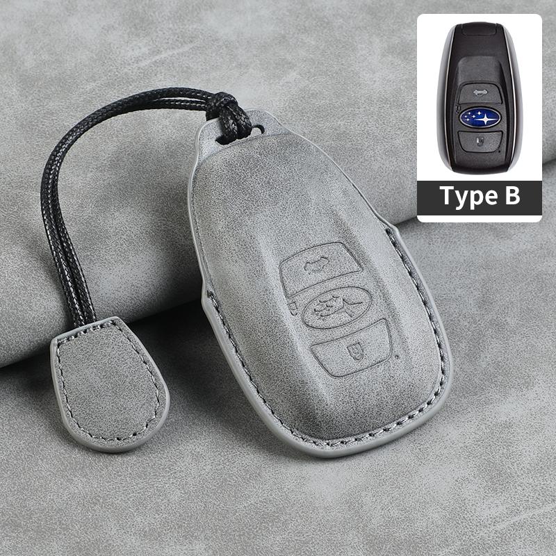 Leather Car Remote Key Case Cover for Subaru BRZ Forester Legacy Outback WRX STI Impreza XV Crosstrek Protector Fob Keychain