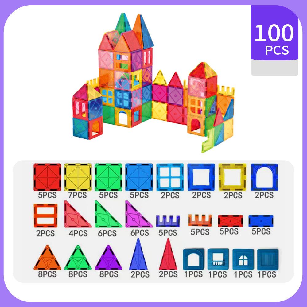 Large Magnetic Stained Glass Tiles: Educational Castle Building Blocks for Kids