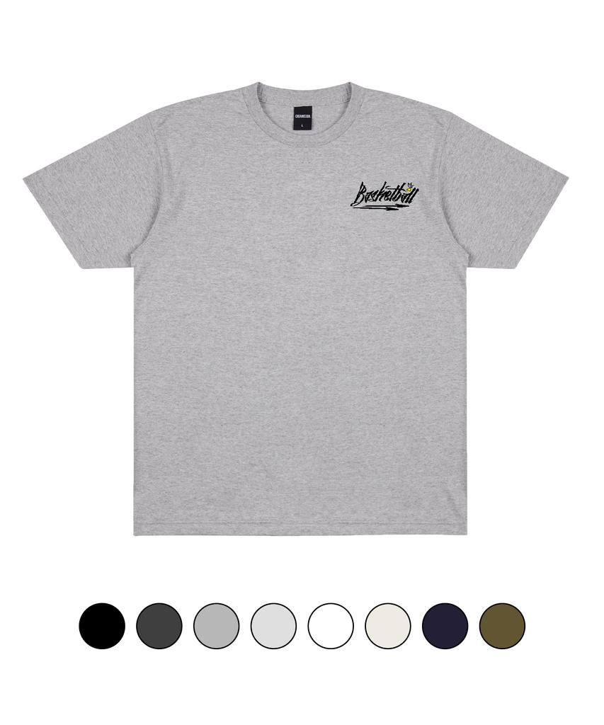 CREAM SODA LAB Basketball Short Sleeve T-Shirt Oversized Gray Black