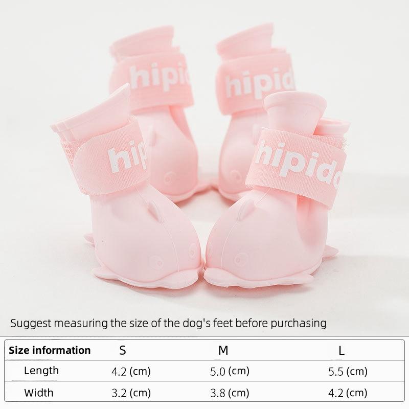 4pcs/set Waterproof Pet Dog Shoes Anti-slip Rain Boots Footwear for Small Cats Dogs Puppy Dog Pet Booties Pet Paw Accessories