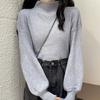 Half Turtleneck Sweater for Women Loose Solid-color Knitted Sweater for Autumn and Winter Casual Long-sleeved Pullover