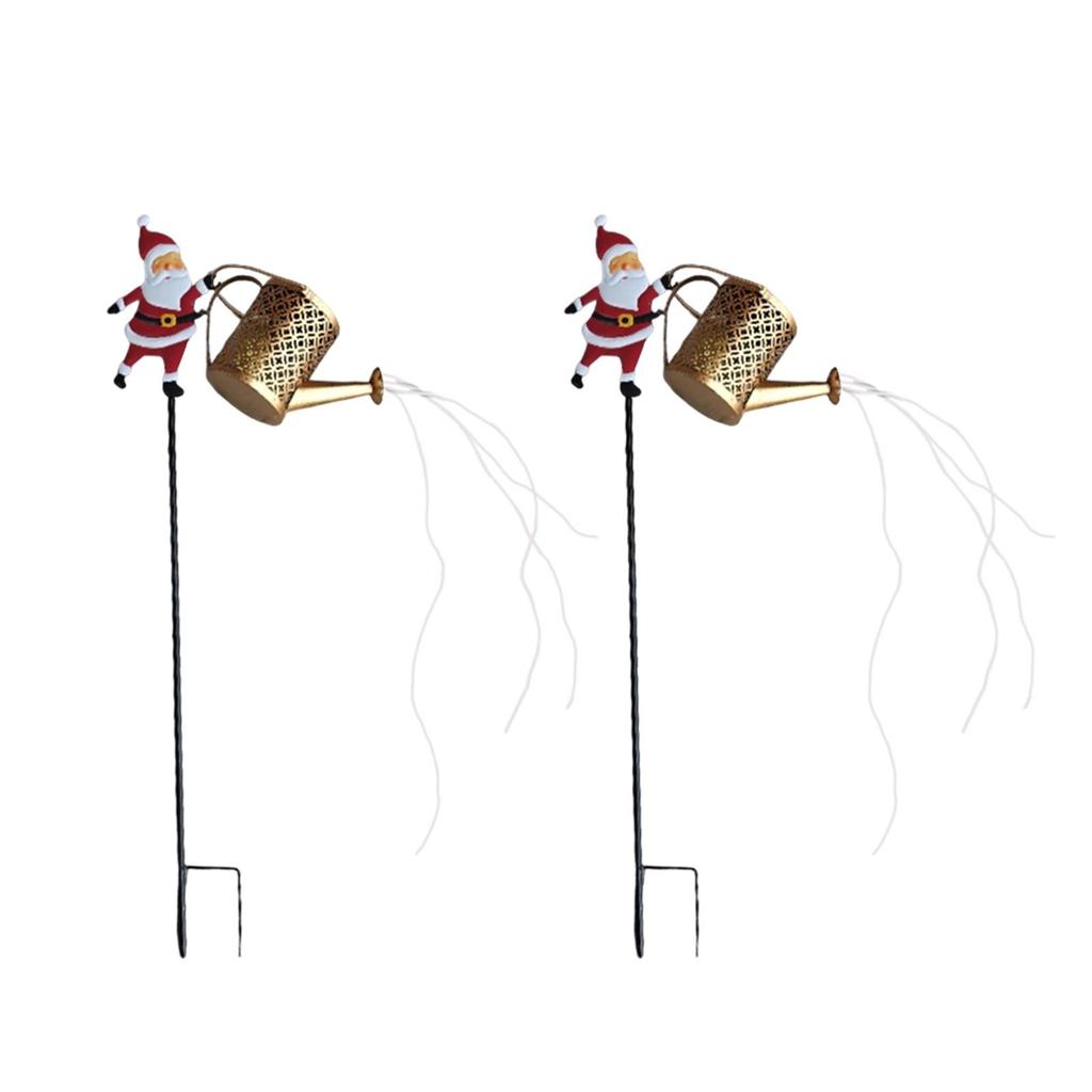 Solar Santa Watering Can Light Garden Decor Lights Hanging Lantern